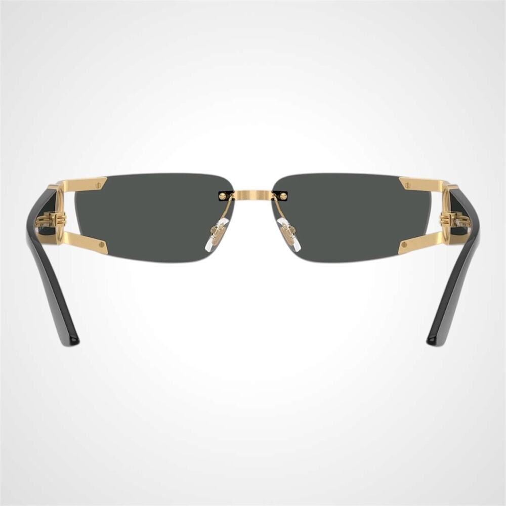 New VERSACE Sunglasses Black Gold Rectangle 59MM Rimless Medusa Retro Authentic - Picture 4 of 6